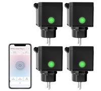 ANTELA Prise Connectée WiFi Extérieure IP54, Mesure de Consommation Électrique, Compatible avec Alexa, Google Home, Smart Life APP, 2.4GHz, 4 Pièce