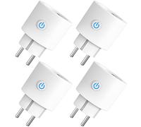 ANTELA Prise Connectée WiFi, Prise Intelligente Compatible avec Alexa, Google Home, Mesure de Consommation Électrique, APP Contrôle, Contrôle Vocal, Fonction de Temps, 16A, 4PCs