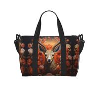 Antelope and Flowers Sac à main à bandoulière pour femme Sac à main décontracté avec fermeture éclair Convient pour le travail, les voyages, le fitness, les voyages