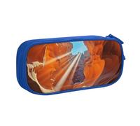 Antelope Canyon Trousse à crayons avec fermeture éclair lisse Grande trousse à crayons portable Sac de rangement pour fournitures scolaires et maquillage, bleu, Taille unique, Trousse de beauté