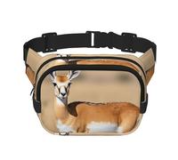 Antelope on the Grassland Square Sac banane double couche avec bandoulière réglable Idéal pour les sports de plein air, noir, One Size