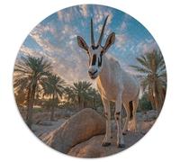 Antelope Stands on A Rock, Under A Palm Tree, at Soleilrise - 副本 | pour Adultes || 1000pcs (67.5x67.5cm) Puzzles Jeux ÉduChatifs Puzzles De Décoration Intérieure