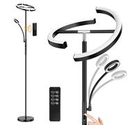 ANTENLICHT Lampadaire sur Pied LED Dimmable KAKA | Noir 20W avec Lampe de Lecture moderne flexible de 7 W | avec Télécommande 1500 lm - 4 Températures de couleur pour Salon, Chambre