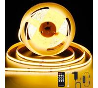 ANTENLICHT Ruban LED COB 5M Blanc Chaud 2700K 36W LED Dimmable avec Télécommande, CRI90+, 24V 8mm de Largeur Bande LED, Auto-adhésif Personnalisable pour Décoration Intérieure, Éclairage