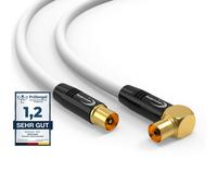 Antenna Cable 1 m White - Male to Female 90° Angled Coaxial Coaxial Cable HDTV Premium Cable for Cable Television TV Cable: Compatible with TV, Radio, DVB-T/T2, DVB-C, DAB