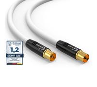 Antenna Cable 10 m White - Male to Female IEC Coaxial - Premium HDTV Coaxial Cable for Cable TV TV Cable: Compatible with TV, Radio, DVB-T/T2, DVB-C, DAB