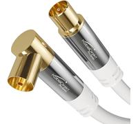 Antenna Cable ¿ 3 m ¿ (75 ohms, F-Connector Angled (90°) White & Straight Connector M, Cable for TV, Television, Radio, DVB-T2, DVB-C, DVB-S, Angled Connector)