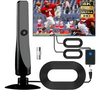 Antenna TV Rewave,Antenne DVB-T/DVB-T2 avec Amplificateur CâBle De 3 MèTres,TV Antenna Signal Booster,Plug Play Digital TV Canaux de portée 50 miles,High Gain Indoor Outdoor Aerial for Indoor(Q398)