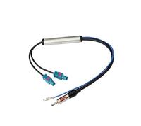 Antenne autoradio AM/FM, amplificateur de signal audio, double câble adaptateur d'antenne RF Fakra vers DIN(Dark Grey)
