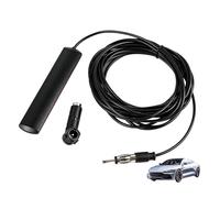Antenne Autoradio Courte avec Amplificateur, Antenne Adhésive Intérieure Compatible DIN/FM/AM Radio avec Amélioration du Signal, 5m Câble Rallonge, Antenne Universelle pour Voiture SUV Camion