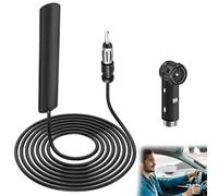 Antenne Autoradio Voiture de Pare-Brise Collante Adaptateur Fiche DIN avec 5m Câble, Antenne Radio Voiture Courte Universel FM AM, Compatible avec Voitures Camions SUV Marine