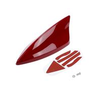 Antenne d'aileron de Requin, antenne Toit Signal AM/FM Universelle pour Voiture Auto SUV Camion Tout-Terrain matériau ABS avec Base adhésive Rouge foncé