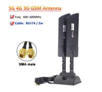 Antenne de routeur WiFi à gain élevé 22dbi Omni,câble 2*2,TS9 RP SMA 5G 4G persévérance 3G 101Full Band,600 6000Mhz pour améliorer le signal - Type SMA male and 2m