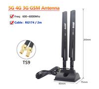 Antenne de routeur WiFi à gain élevé 22dbi Omni,câble 2*2,TS9 RP SMA 5G 4G persévérance 3G 101Full Band,600 6000Mhz pour améliorer le signal - Type TS9 and 2m