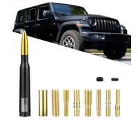 Antenne de voiture et camion 50 Cal - Accessoires radio universels pour GMC Sierra 1500 Chevy Dodge Ram Silverado 1500 2500 3500 Ford F150 F250 F350 - Décoration de voiture et camion (noir doré)