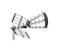 Antenne d'Extérieur Trinappe UHF 20 dB à fiche F - 460 - 790 MHz, Canaux 21/60, Idéale pour les combles