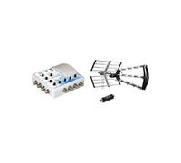 Antenne d'extérieure Trinappe 26dB UHF Metronic 415044 Filtre 4G intégré + Amplificateur TV TNT Intérieur 8 sorties Blanc 372018