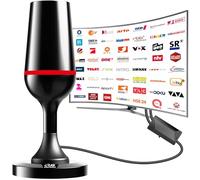 Antenne d'intérieur HD DVB-T/T2 avec amplificateur et base magnétique - Réception HD 360° 4K/1080P - Compatible avec tous les téléviseurs, DAB/UHF/VHF et câble de 3 m