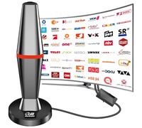 Antenne DVB-T/DVB-T2, antenne 2026 DVBT2 avec amplificateur, grande portée et réception à 360°, antenne intérieure pour téléviseurs avec base magnétique forte, compatible 4K 1080P - Tous les appareils