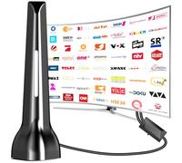 Antenne DVB-T/DVB-T2, antenne d'intérieur avec plage de réception de 420 km, réception complète à 360°, base magnétique, amplificateur et câble de 3 m.