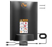 Antenne DVB-T/DVB-T2 avec amplificateur - Antenne HDTV d'intérieur pour téléviseur, 430 km - Grande portée et réception à 360° - Avec base magnétique - Prend en charge 4K/1080P tous les téléviseurs