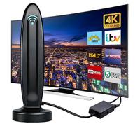 Antenne DVB-T2 avec amplificateur pour intérieur - Antenne de chambre pour téléviseur, DVB-T/T2, antenne TV 4K UHD Full HD, réception 360° jusqu'à 500 km, chaînes gratuites