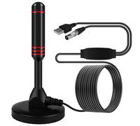 Antenne DVBT/DVBT2 - Antenne d'intérieur pour téléviseur, antenne TV HD avec base magnétique - Câble d'extension de 5 m - Antenne télescopique numérique à 360° - Réception pour DTMB, ISDB, DVB-T2,