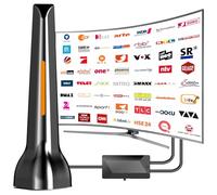 Antenne DVBt-T/DVB-T2, antenne DVBT2 avec amplificateur, grande portée et réception à 360°, antenne d'intérieur pour téléviseur avec base magnétique puissante, prise en charge 4K 1080p - Tous les