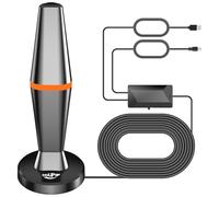 Antenne DVBT2 - Antenne d'intérieur DVB-T et DVB-T2 avec amplificateur, grande portée et réception à 360° - Antenne d'intérieur pour téléviseur avec base magnétique puissante - Convient pour 4K 1080p