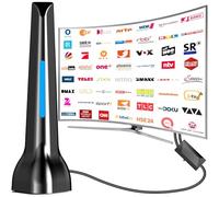 Antenne DVBT2 - Antenne d'intérieur DVB-T et DVB-T2 avec amplificateur, grande portée et réception à 360° - Antenne d'intérieur pour téléviseur avec base magnétique puissante - Convient pour 4K 1080p
