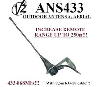 Antenne extérieure V2 ANS433 pour n'importe Quelle automatisation de Portail 433 à 868 MHz 50 Ohm Portée jusqu'à 250 m