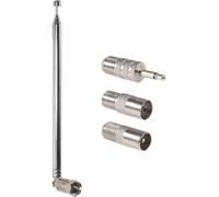 Antenne Fm Télescopique 75 Ohm - Prise Mâle De Type F - Avec 3 Connecteurs Pour Tv Intérieure - Radio Am Fm - Récepteur Stéréo