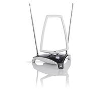 Antenne Full HDTV intérieure amplifiée de One For All avec d'Excellente Performance pour DVB-T TNT Numérique et Analogique TV Signaux - à 15km Range - avec Câble Coaxial - VHF/UHF - Gris - SV9360