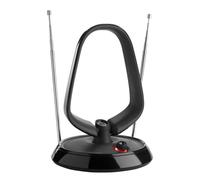 Antenne HDTV intérieure amplifiée de One For All avec d'Excellente Performance pour DVB-T TNT Numérique et Analogique TV Signaux - à 15km Range - avec Câble Coaxial - VHF/UHF - Noire - SV9143