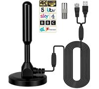 Antenne Intérieure Puissante,Antenne TV Interieur TNT HD,CâBle de 5m,avec Base Magnétique,avec Amplificateur de Signal,Portable