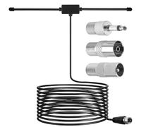 Antenne Intérieure Radio Dab+ FM Dipôle 75Ω, antenne Radio FM Réception Renforcée, Câble Coaxial Extension 3 m + 3 Adaptateurs pour Tuner Stéréo, Récepteur AV, Ampli Hi-FI