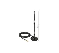 Antenne Omni-Directionnelle DeLOCK 12418, 5 dBi, 0.824-0.96/1.71-1.99 GHz, SMA Mâle, 50 Ohm, Polarisation Verticale, RG-58, Noir