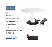 KIT Antenne TV VHF UHF Omni HDME Cosmos + Mini Récepteur TNT HD SNT-360-HD - avec Base Magnétique Pour Caravane Camion Camping Car
