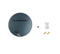Antenne Parabole Fibre SMC 60 cm Anthracite WORLDSAT + LNB Single 0,1 dB Full HD 1080p 4K Ultra HD + 2 Fiches F Or - Visserie en Inox