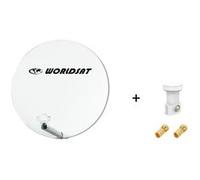 Antenne Parabole Fibre SMC 60 cm Beige WORLDSAT + LNB Single 0,1 dB Full HD 1080p 4K Ultra HD + 2 Fiches F Or - Visserie en Inox