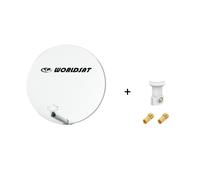 Antenne Parabole Fibre SMC 60 cm Beige WORLDSAT + LNB Single 0,1 dB Full HD 1080p 4K Ultra HD + 2 Fiches F Or - Visserie en Inox