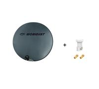 Antenne Parabole Fibre SMC 75 cm Anthracite WORLDSAT + LNB Single 0,1 dB Full HD 1080p 4K Ultra HD + 2 Fiches F Or - Visserie en Inox