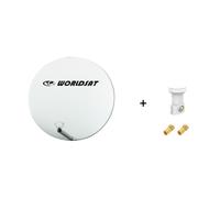 Antenne Parabole Fibre SMC 75 cm Beige WORLDSAT + LNB Single 0,1 dB Full HD 1080p 4K Ultra HD + 2 Fiches F Or - Visserie en Inox