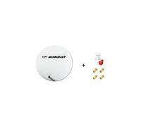 Antenne Parabole Fibre SMC 75 cm Beige WORLDSAT + LNB Twin 0,1 dB Full HD 1080p 4K Ultra HD + 4 Fiches F Or - Visserie en Inox