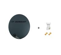 Antenne Parabole Fibre SMC 85 cm Anthracite WORLDSAT + LNB Single 0,1 dB Full HD 1080p 4K Ultra HD + 2 Fiches F Or - Visserie en Inox