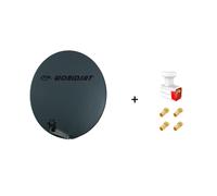 Antenne Parabole Fibre SMC 85 cm Anthracite WORLDSAT + LNB Twin 0,1 dB Full HD 1080p 4K Ultra HD + 4 Fiches F Or - Visserie en Inox
