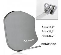 Antenne Parabole Multisatellite - Cahors SMC Bisat - 3 sorties sans LNB, Gain 37,5 dB, Astra 19,2°, Astra 23,5°, Astra 28,2°