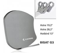 Antenne Parabole Multisatellite - Cahors SMC Bisat - 3 sorties sans LNB, Gain 37,5 dB, Astra 19,2°, Astra 28,2°, Hotbird 13°