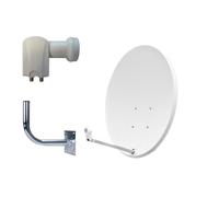 Antenne parabolique 80 cm + double LNB + support mural 40 cm