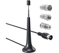 Antenne Radio FM Dab Intérieur 75 Ohm Base Magnétique, Câble de 300cm et Connecteurs Compatibles, pour Chaine HiFi, Récepteur Stéréo, Radio Maison, pour Tuner HiFi, Installation Facile Plug and Play